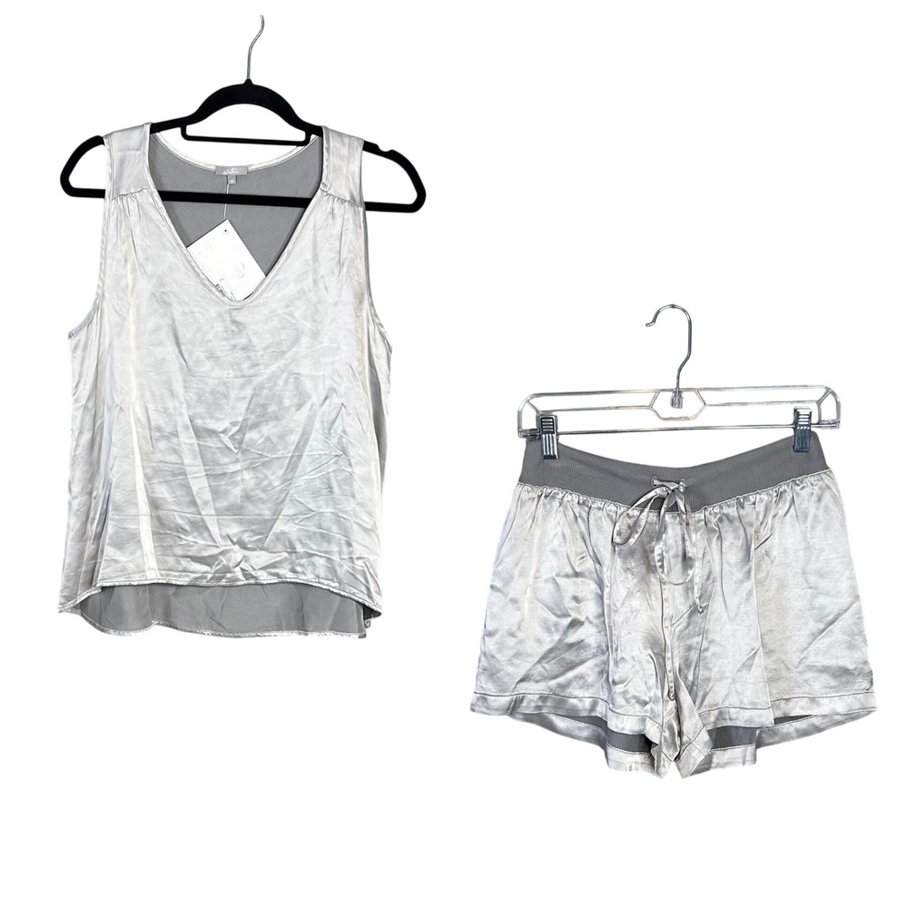 PJ Harlow Lounge Satin Pajama Set Size XS / S Jill Tank Mikel Boxer Shorts NWT